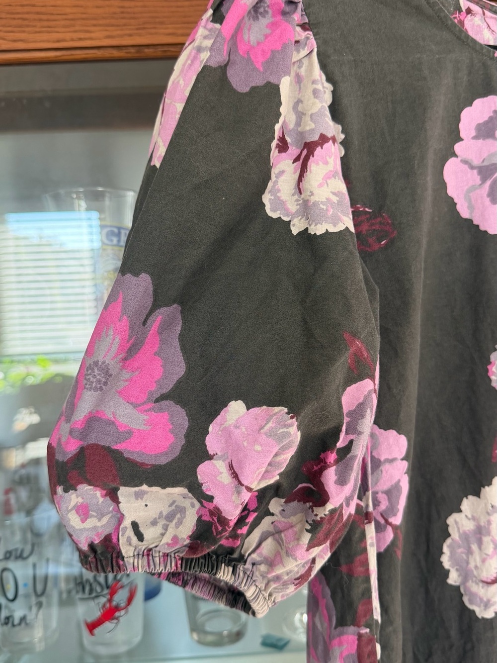 Free People Girls Floral Puff-Sleeve Dress in Pink and Gray - Picture 4 of 12